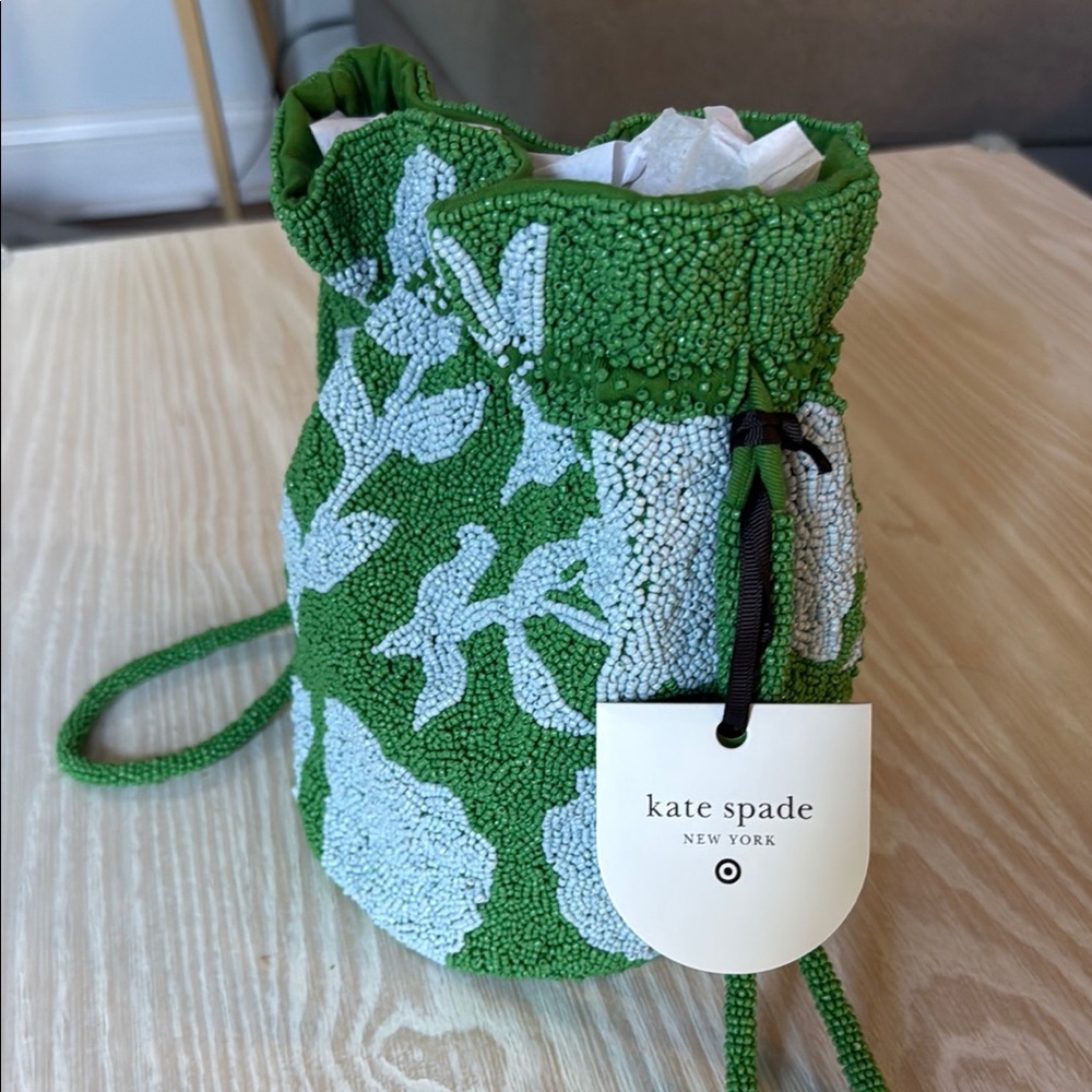 Kate Spade Green and White Beaded Bag